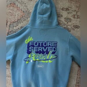 Target Light Blue Hoodie with Neon Green & Purple Graphic